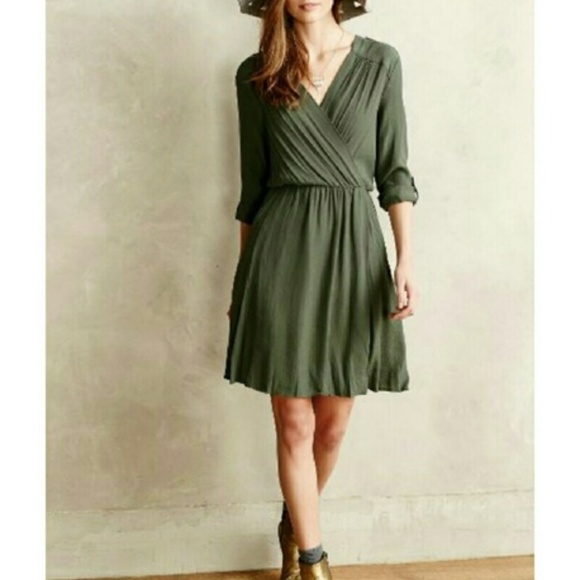 Anthropologie Dresses & Skirts - Anthropologie Maeve Green Wrap Mini Dress